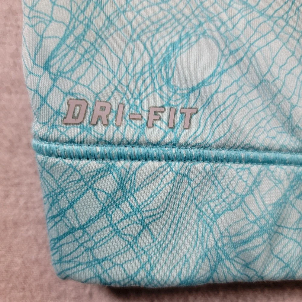 Nike Sports Bra Womens L Teal Good Dri-FIT Racerback Abstract Print Workout